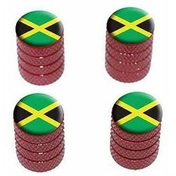 Jamaica Flag Tire Rim Wheel Aluminum Valve Stem Caps, Multiple Colors