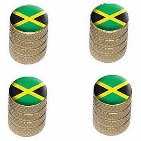 Jamaica Flag Tire Rim Wheel Aluminum Valve Stem Caps, Multiple Colors