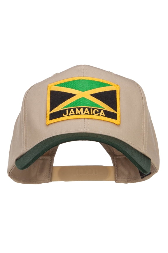 Jamaica Flag Two Tone Pro Style Patched Cap - Green Khaki OSFM