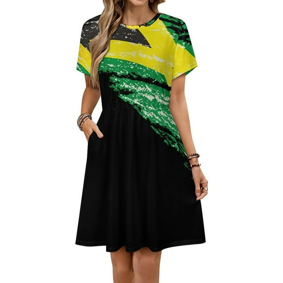 Jamaica Flag Women's Dress Short Sleeve Summer Sundress Summer Women Clothes
