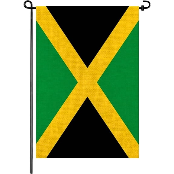 Jamaica Garden Flag 12x18, Double-Sided Burlap Outdoor Yard Flag, Fade-Resistant Weatherproof Porch Patio Lawn Decor, Small Patriotic Holiday Display