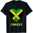 thumbnail image 1 of Jamaica Heart Jamaican Roots Jamaica Trip Jamaican Flag T-Shirt, 1 of 5