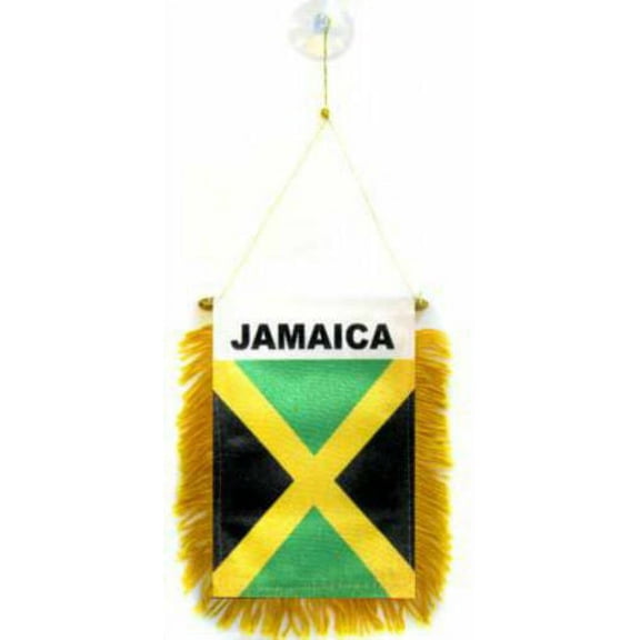 Jamaica MINI BANNER FLAG GREAT FOR CAR & HOME WINDOW MIRROR HANGING 2 SIDED