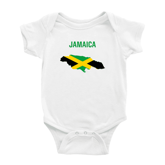 Jamaica Map Flag Cute Baby Bodysuit Romper (White, 18-24 Months)