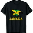 thumbnail image 1 of Jamaica Map Jamaican Flag Caribbean Trip Jamaica Roots T-Shirt, 1 of 4