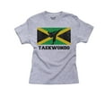 thumbnail image 1 of Jamaica Olympic - Taekwondo - Flag - Silhouette Boy's Cotton Youth Grey T-Shirt, 1 of 2