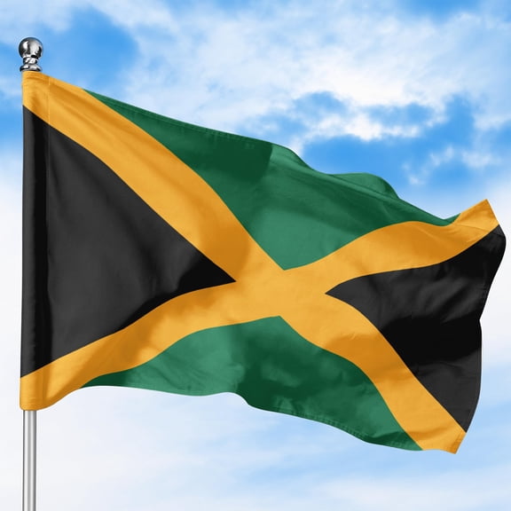 Jamaica Outdoor Flag (2x3ft) by DreamController - Durable, Fade-Resistant Polyester, Double-Stitched, Brass Grommets - HD Printed Caribbean Flag - Made in USA
