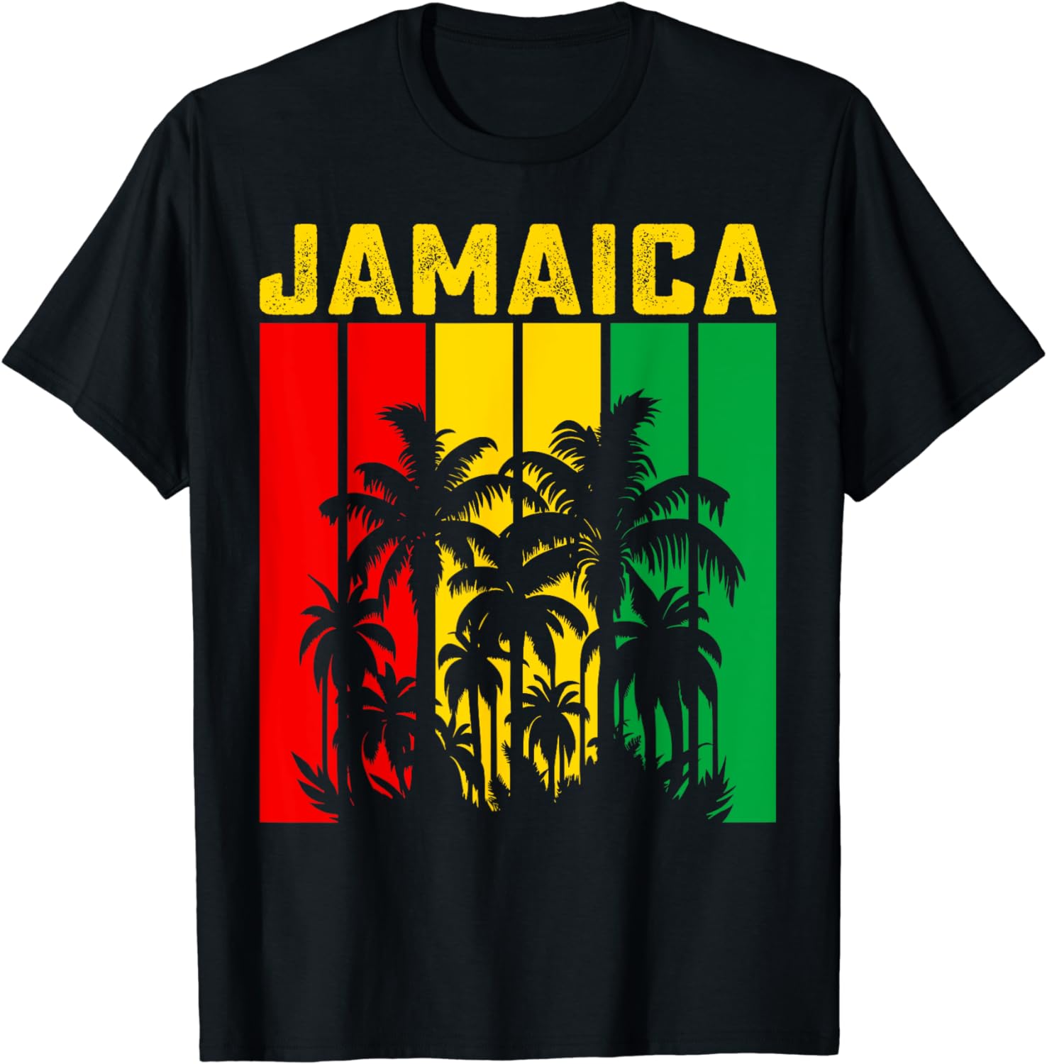 T-shirt Uomo Con Scollo A V Bandiera Jamaica - Cotto Bio GOTS Prodotta In Germania