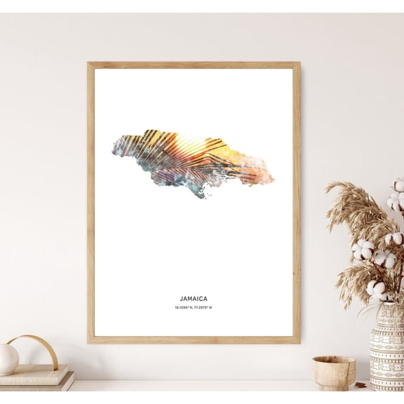 Jamaica Print, Jamaica Poster, Jamaica Map Art, Map Of Jamaica UNFRAMED Poster, Wall Art for Decor, Present, 16x24