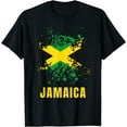 thumbnail image 1 of Jamaica Retro Vintage Watercolors Sport Jamaican Flag T-Shirt, 1 of 3