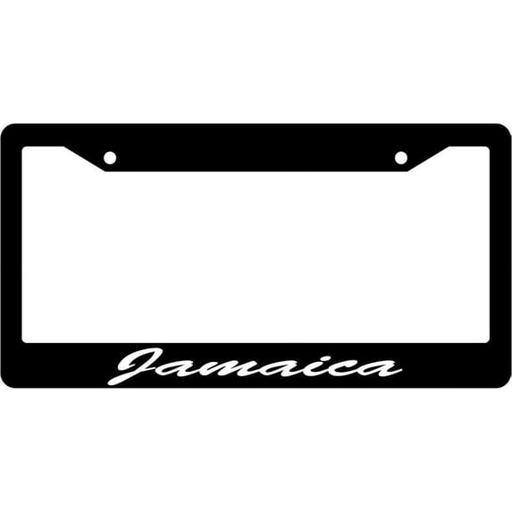 Jamaica Script Black Plastic License Plate Frame EBS