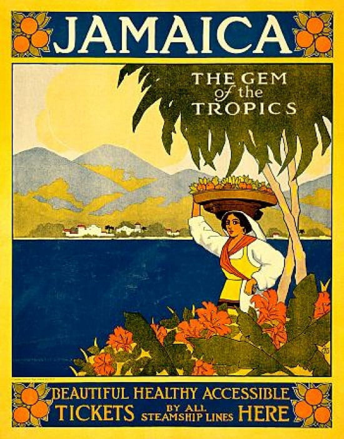 Jamaica The Gem of the Tropics Travel Canvas Art - (36 x 54)