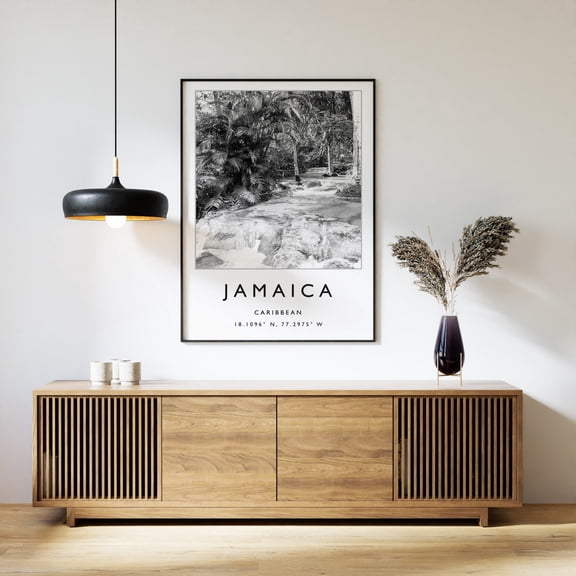 Jamaica Travel Print Black And White Caribbean Wall Art, Unframed Paper Print