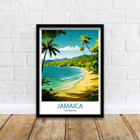 Jamaica Travel Print , Jamaica Wall Art Jamaica Poster, Jamaica Home Decor Jamaica Illustration, Travel Poster Jamaica Gift, Jamaica Wall, Poster Only