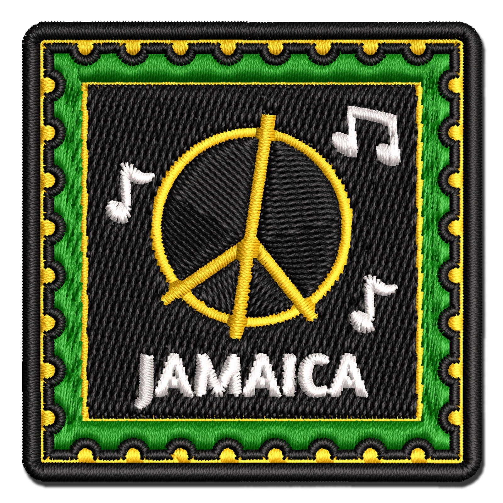 Jamaica Travel Reggae Music Peace Sign Applique Multi-Color Embroidered ...