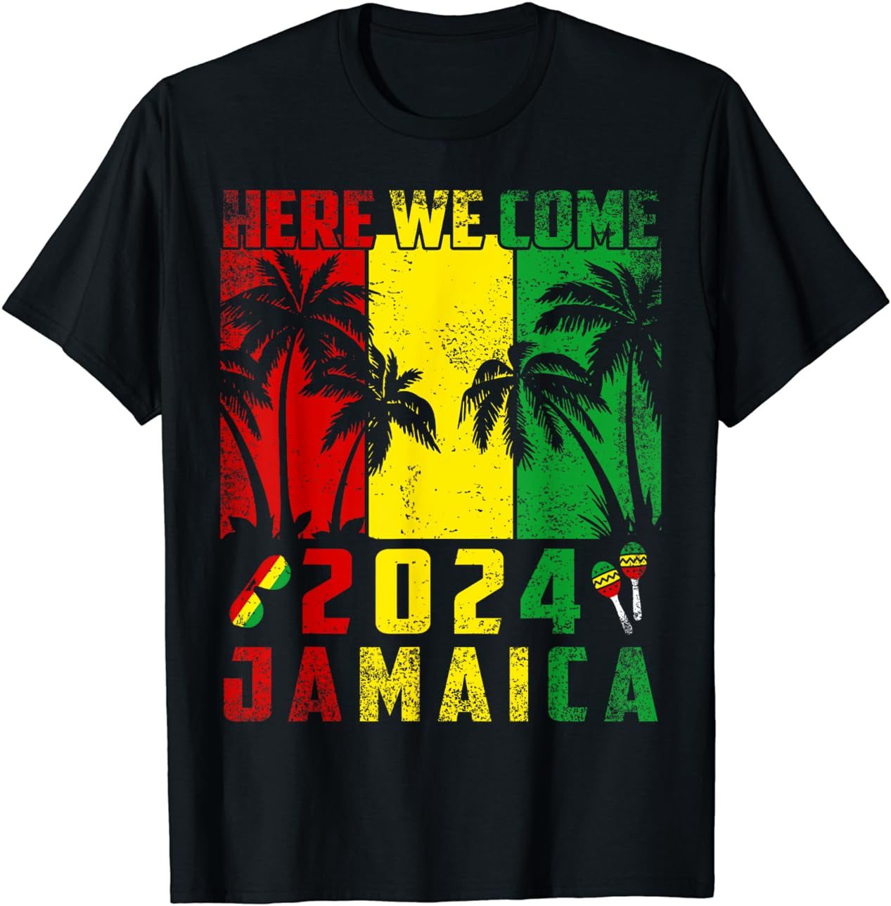Jamaica Trip 2024 Here We Come Cool Beach Vacation Reunion TShirt