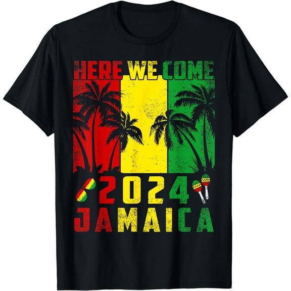 Jamaica Trip 2024 Here We Come Cool Beach Vacation Reunion T-Shirt