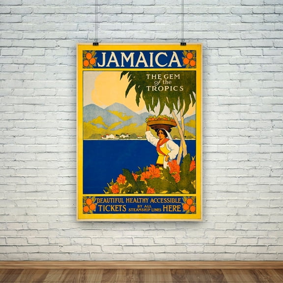 Jamaica Vintage Travel Poster, Unframed Paper Poster 8x10in