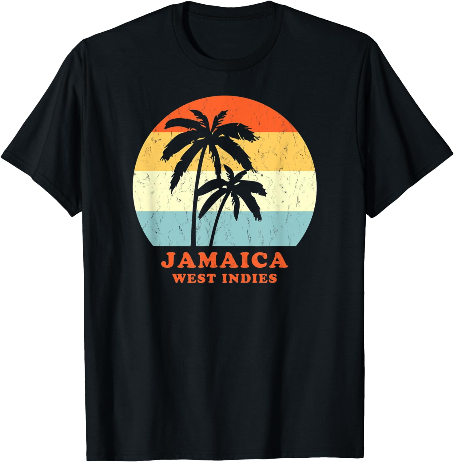 Jamaica, West Indies Vintage Palm Tree Sunset Vacation TShirt