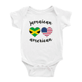 thumbnail image 1 of Jamaican American Flag Two Hearts Cute Baby Bodysuit Romper (White, 3-6 Months), 1 of 5