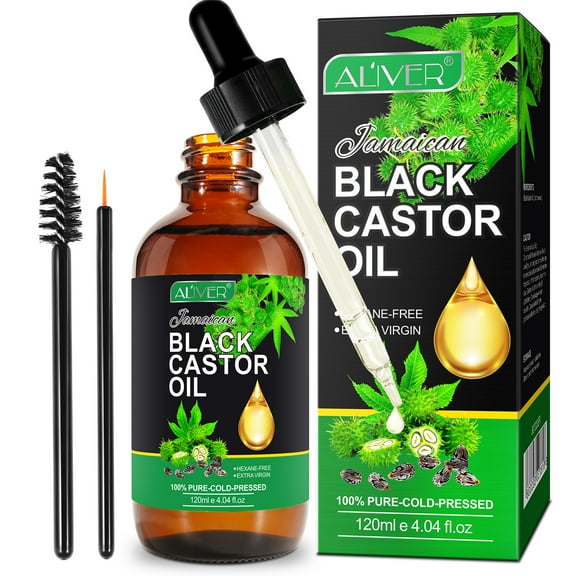 Jamaican Black Castor Oil - 100% Pure, Cold Pressed, Aromatherapy Oils for Improve Digestion and Enhance Immunity, by Aliver, 4.04 fl oz