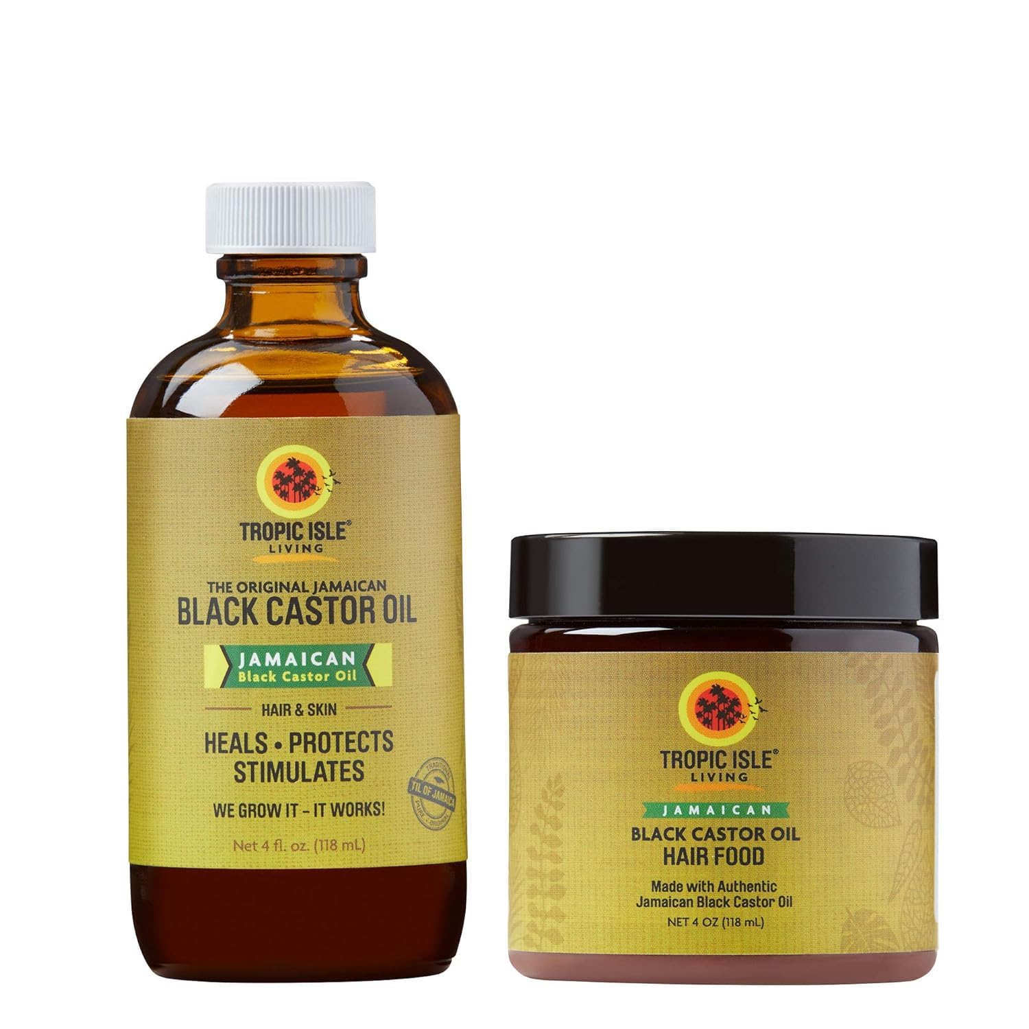 Jamaican Black Castor Oil + Hair Food 4oz Set I 100 Natural