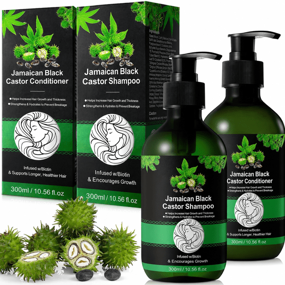 Jamaican Black Castor Shampoo & Conditioner Set with Biotin, Daily Hair Care Duo, 300ml Each, Suitable for All Hair Types