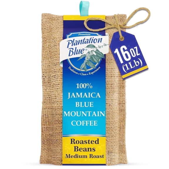 Plantation Blue Jamaican Blue Mountain Coffee Beans 100% Fresh Medium Roasted Whole Beans Coffee 16 oz