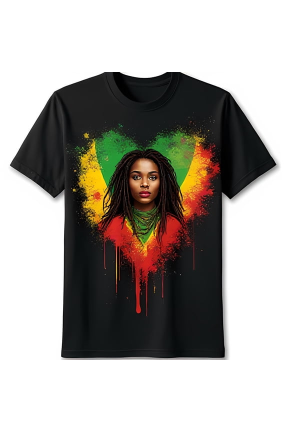 Jamaican Culture T-Shirt Vibrant Dreadlocked Woman Design with Colors