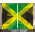 thumbnail image 1 of Ambesonne Jamaican Curtains 2 Panel Set, Triangle Polygon Flag, 108" x 90", Yellow Green Green Brown, 1 of 3