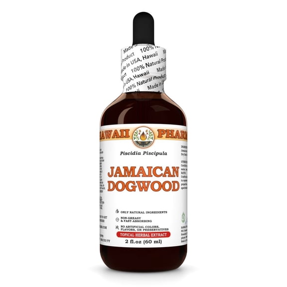 Jamaican Dogwood (Piscidia Piscipula) Dry Bark Liquid Extract. Expertly Extracted by Trusted HawaiiPharm Brand. Absolutely Natural. Proudly made in USA. Tincture 2 Fl.Oz