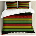 thumbnail image 1 of Jamaican Duvet Cover Set Queen Size, Knitted Effect Rastafarian Stripes Abstract Caribbean Culture Elements Tropical, Decorative 3 Piece Bedding Set with 2 Pillow Shams, Multicolor, by Ambesonne, 1 of 3