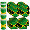 thumbnail image 1 of Jamaican Flag Birthday Party Supplies Set Plates Napkins Cups Tableware Kit for 16, 1 of 8