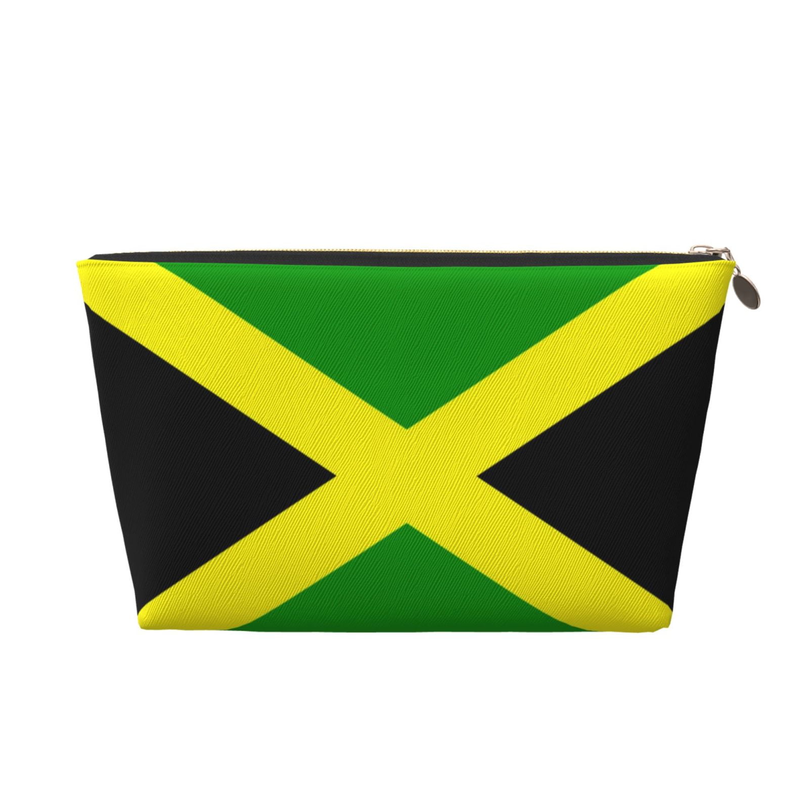 Jamaican Flag Pattern Print Leather Tote Bag