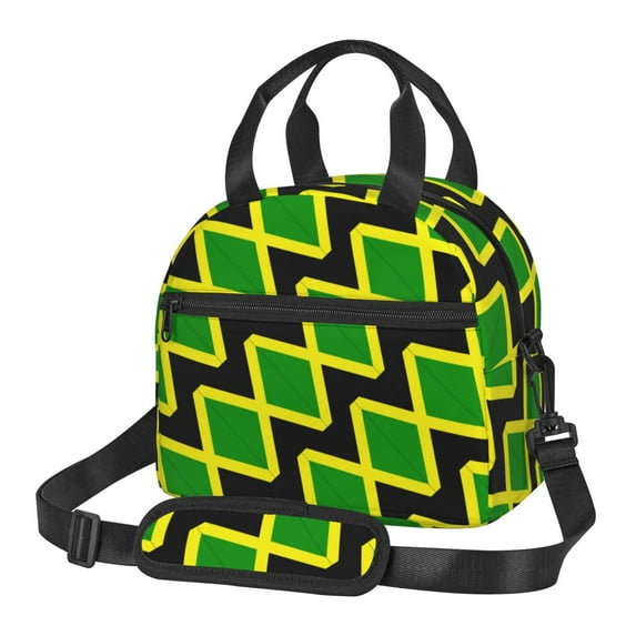 Jamaican Flag Insulated Reusable Lunch Bag with Detachable Adjustable Strap for Office Picnic Beach or Travel