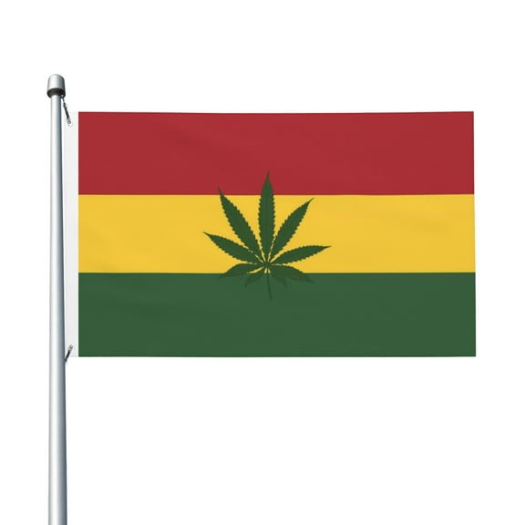 Jamaican-Flag-Leaf Flag Flag 3x5ft Double-Sided Printing Indoor/Outdoor Decorative Banner National Flag