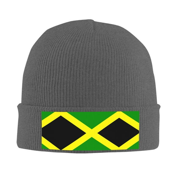 Jamaican Flag Pattern Beanie Hat Knit Hat Skull Cap for Men Women Winter Hat Deep Heather