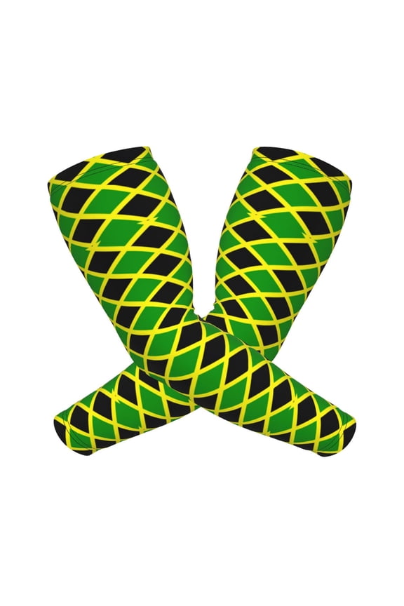 Jamaican Flag Stripe Compression Sports Arm Sleeve Baseball Football Basketball For Men And Women