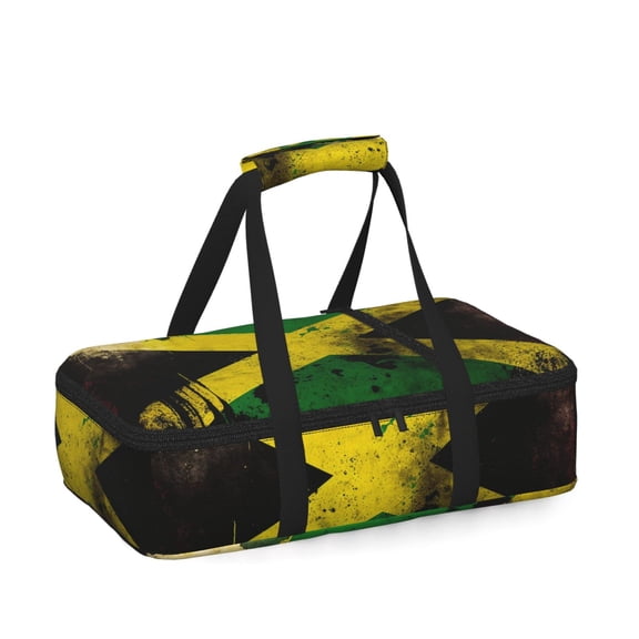 Jamaican Flag Vintage Insulated Casserole Carrier for Hot Cold Food, Bakeware Potluck Thermal Lunch Bag for Lasagna, Parties, Tailgating