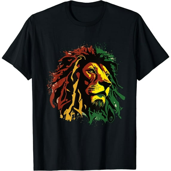 Jamaican Lion Jamaican Rasta Flag Lion Of Judah Reggae Music T-Shirt