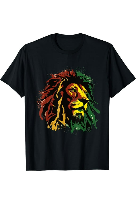 Jamaican Lion Jamaican Rasta Flag Lion Of Judah Reggae Music T-Shirt