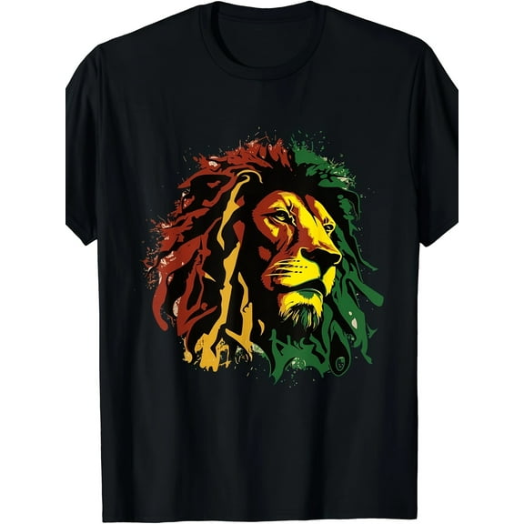 Jamaican Lion Jamaican Rasta Flag Lion Of Judah Reggae Music T-Shirt