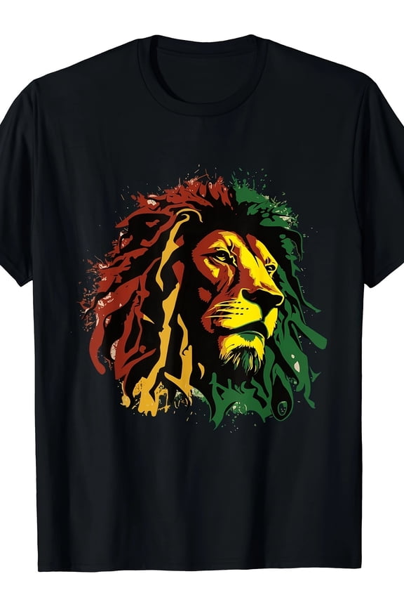 Jamaican Lion Jamaican Rasta Flag Lion Of Judah Reggae Music T-Shirt