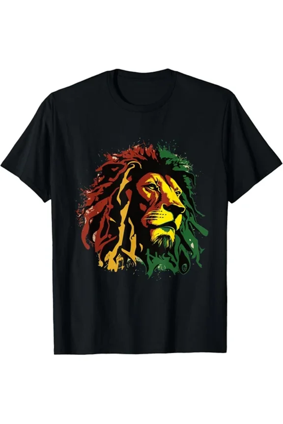 Jamaican Lion Jamaican Rasta Flag Lion Of Judah Reggae Music T-Shirt