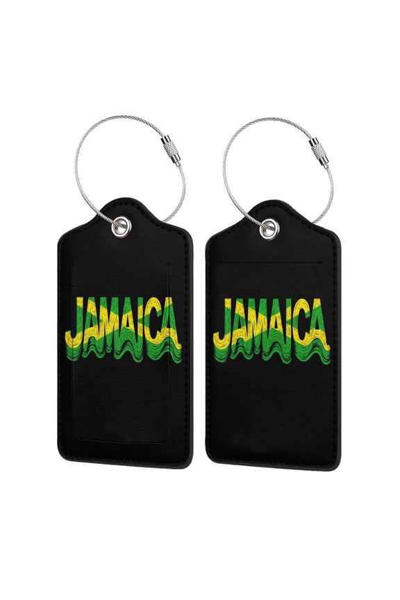 Jamaican Logo Leather Luggage Tag with Name Card PU Baggage Tags for Women Men Travel 1 PCS