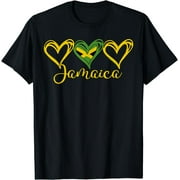 Jamaican Love Jamaican Flag Three Hearts Jamaica T-Shirt Black Medium