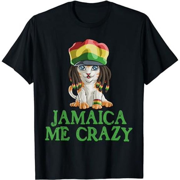 Jamaican Me Crazy Flag Cat T shirt Hair Funny Reggae Gift