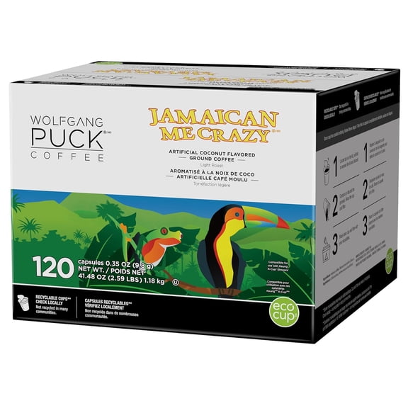 Jamaican Me Crazy, Flavored, Light Roast Coffee, Keurig K-Cup Brewer Compatible Pods, 120 Count (Pack Of 1)
