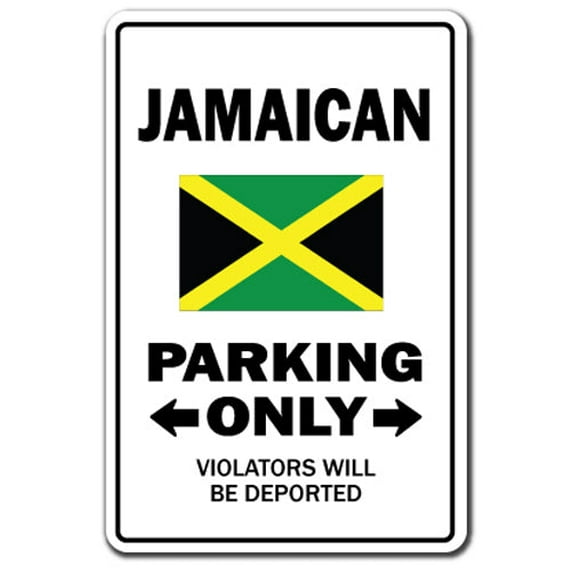 Jamaican Parking Aluminum Sign | Indoor/Outdoor | Funny Home Décor for Garages, Living Rooms, Bedroom, Offices | SignMission Gag Novelty Gift Funny Jamaica Island Mon Reggae Music Sign