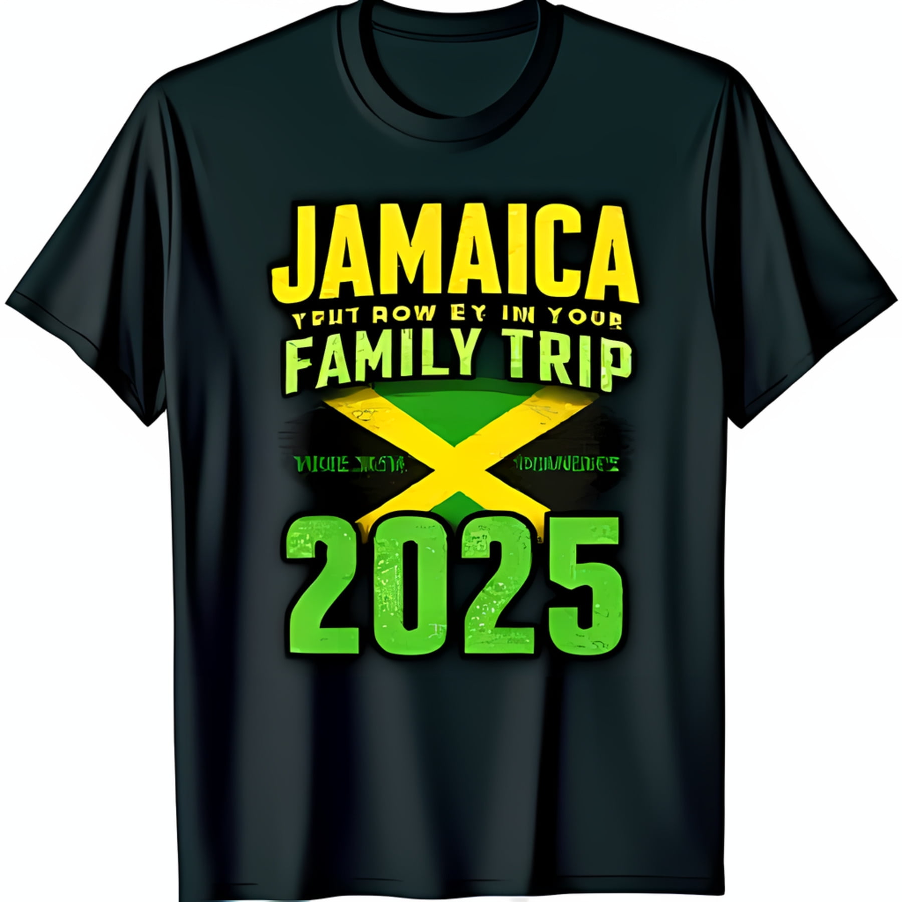 Jamaican Pride Black TShirt with Bold Graphic & Family Trip 2025